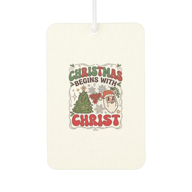 Weihnachten Beginnt Christus Weihnachtsmann Baum S Autolufterfrischer (Vorderseite)