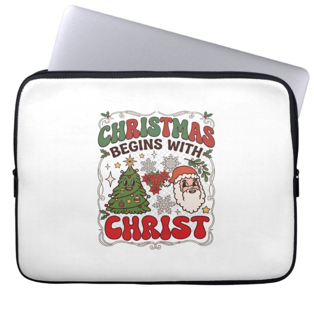 Weihnachten Beginnt Christus Weihnachtsmann Baum S Laptopschutzhülle (Vorderseite)