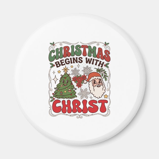 Weihnachten Beginnt Christus Weihnachtsmann Baum S Magnet (Vorne)