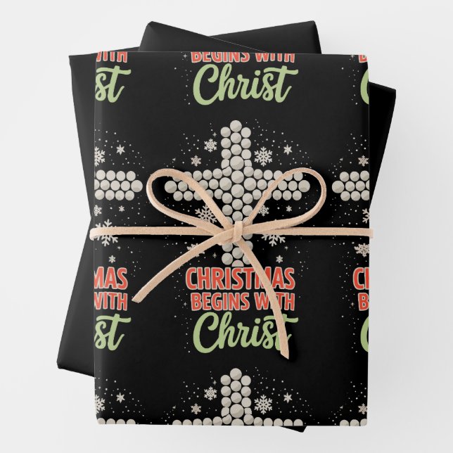 Weihnachten beginnt mit Christlichen Weihnachtsfei Geschenkpapier Set (Beispiel)