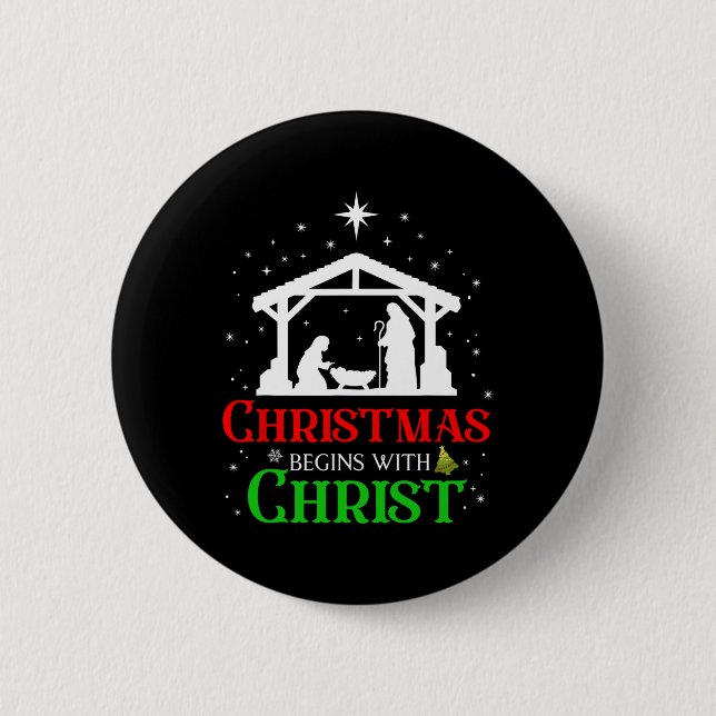 Weihnachten beginnt mit Christus Christlichen Reli Button (Vorderseite)