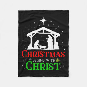 Weihnachten beginnt mit Christus Christlichen Reli Fleecedecke