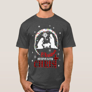 Weihnachten beginnt mit Christus Jesus Christus tr T-Shirt