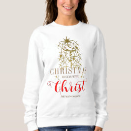 Weihnachten beginnt mit Christus Jesus Kreuz Chris Sweatshirt