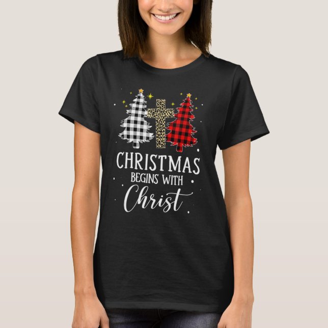 Weihnachten beginnt mit Christus Jesus Kreuz Chris T-Shirt (Vorderseite)