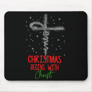 Weihnachten Beginnt Mit Christus Kreuz Christlich  Mousepad