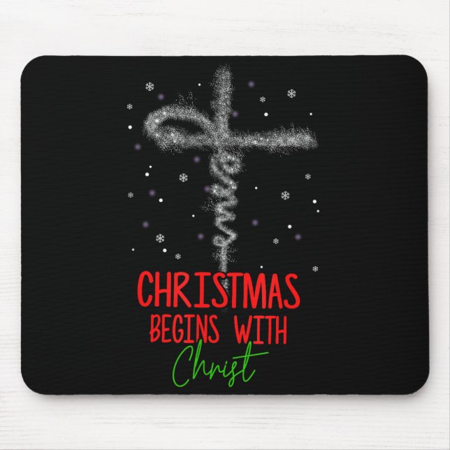 Weihnachten Beginnt Mit Christus Kreuz Christlich  Mousepad (Vorne)