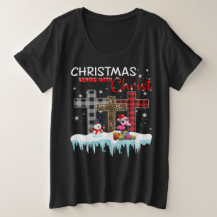 Weihnachten beginnt mit Christus Liebe Flamingo Große Größe T-Shirt