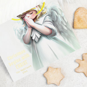 Weihnachten beginnt mit Christus Praegel Angel Folien Feiertagspostkarte