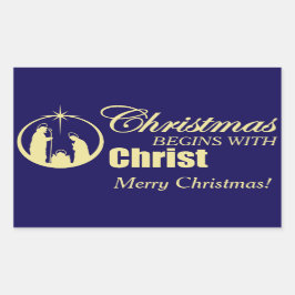 Weihnachten beginnt mit Christus Rechteckiger Aufkleber