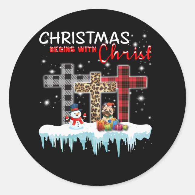 Weihnachten beginnt mit Christus Runder Aufkleber (Vorderseite)