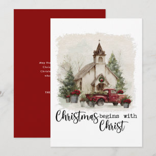 Weihnachten beginnt mit Christus rustikalem roten