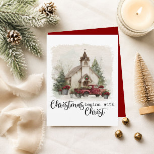 Weihnachten beginnt mit Christus rustikaler roter