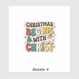 Weihnachten beginnt mit Christus Santa Baum Design Aufkleber
