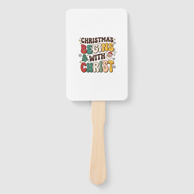 Weihnachten Beginnt Mit Christus Santa Baum Design Fächer (Vorderseite)