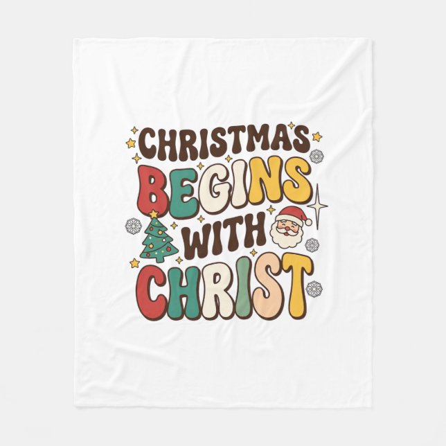 Weihnachten beginnt mit Christus Santa Baum Design Fleecedecke (Vorderseite)