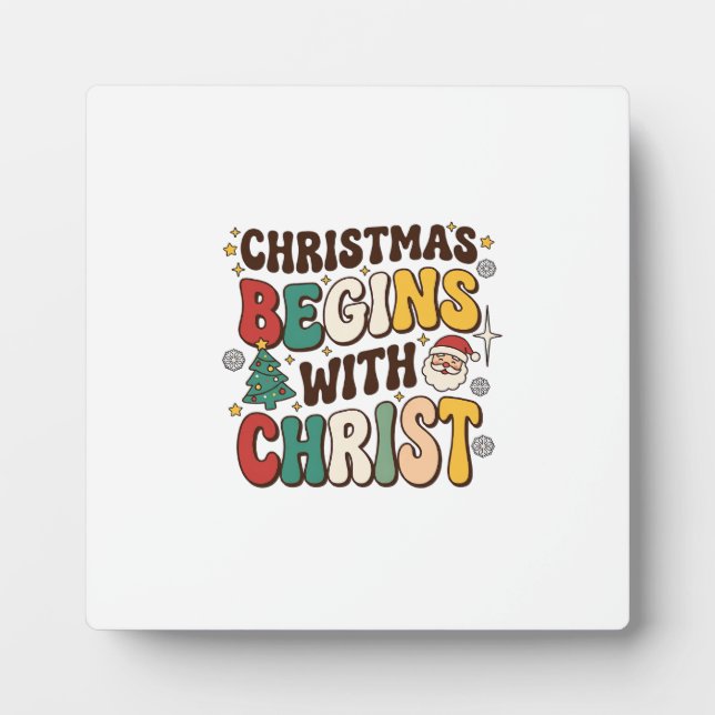 Weihnachten beginnt mit Christus Santa Baum Design Fotoplatte (Vorderseite)