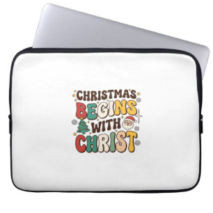 Weihnachten beginnt mit Christus Santa Baum Design Laptopschutzhülle