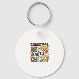 Weihnachten beginnt mit Christus Santa Baum Design Schlüsselanhänger