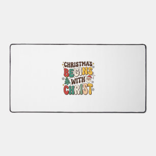 Weihnachten beginnt mit Christus Santa Baum Design Schreibtischunterlage