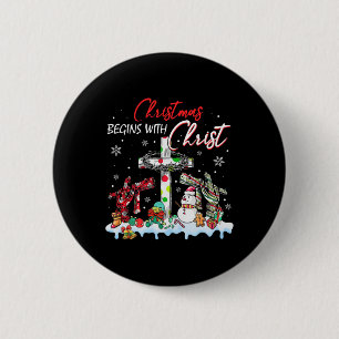 Weihnachten beginnt mit Christus Snowman Christlic Button