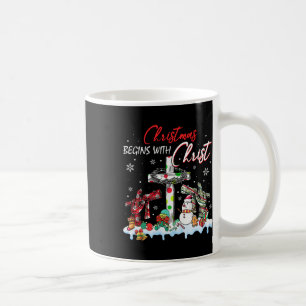 Weihnachten beginnt mit Christus Snowman Christlic Kaffeetasse