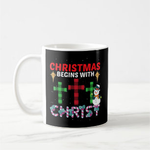 Weihnachten beginnt mit Christus Snowman Christlic Kaffeetasse