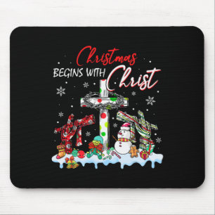 Weihnachten beginnt mit Christus Snowman Christlic Mousepad