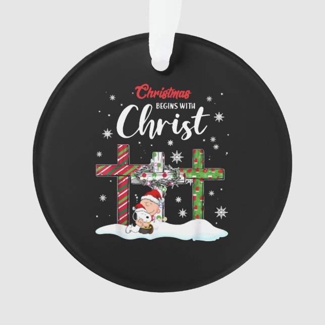 Weihnachten beginnt mit Christus Snowman Christlic Ornament (Vorderseite)
