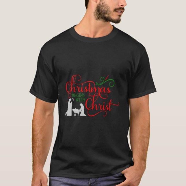 Weihnachten beginnt mit Christus T-Shirt (Vorderseite)