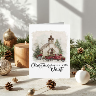 Weihnachten beginnt mit Christus Wasserfarbe roter