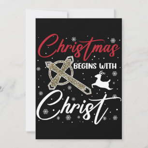 Weihnachten beginnt mit Christus Xmas Christlich Einladung