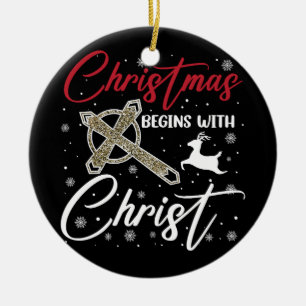 Weihnachten beginnt mit Christus Xmas Christlich Keramik Ornament