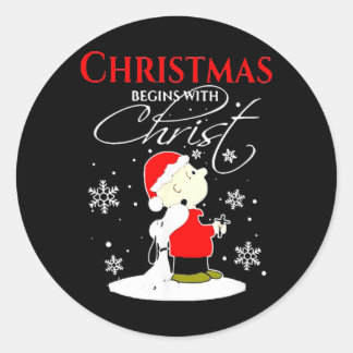 Weihnachten beginnt mit Christus Xmas-Geschenk Url Runder Aufkleber