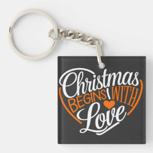 Weihnachten beginnt mit Liebe Digital Art Design Schlüsselanhänger