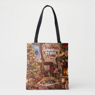 Weihnachten beginnt zu Hause Tragetasche