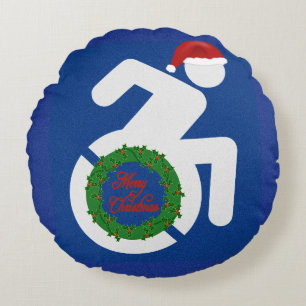 Weihnachten behindert rundes kissen