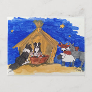 Weihnachten bei Familie Hund Postkarte