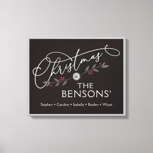 "Weihnachten bei" Familienname Holiday SVG Leinwanddruck (Vorderseite)