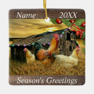 Weihnachten bei Hühnerhühnern Keramikornament