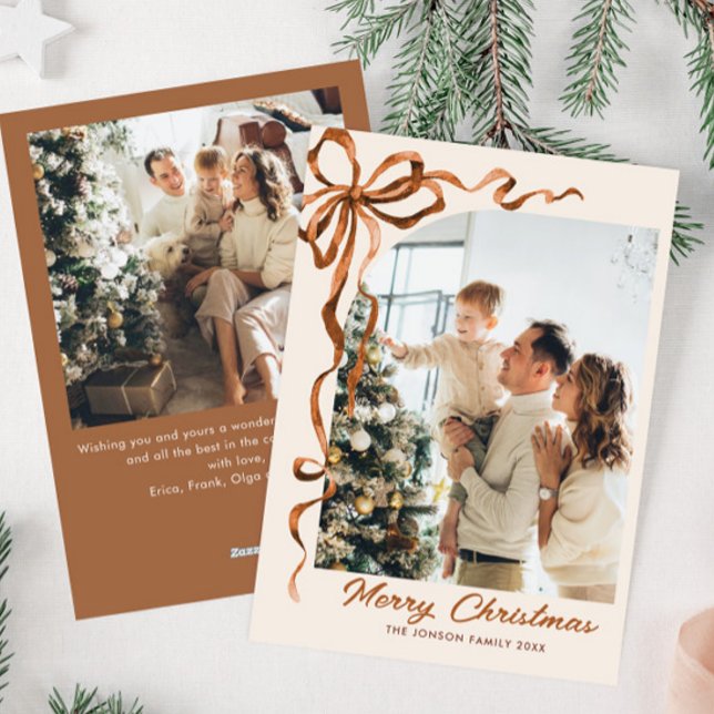 Weihnachten Beige Boho Bow Ribbon 2 Foto (Von Creator hochgeladen)