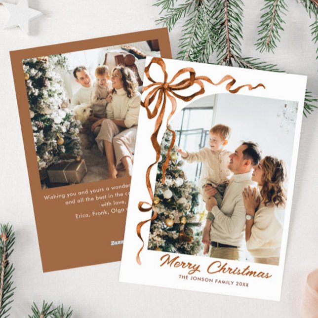 Weihnachten Beige Boho Bow Ribbon 2 Foto (Von Creator hochgeladen)