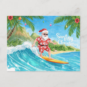 Weihnachten beim Surfen in Hawaii Tropischer Santa