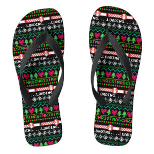 Weihnachten beladen lustige hässliche Weihnachtskr Flip Flops