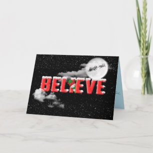 Weihnachten BELIEVE mit Weihnachten und Schlitten Karte