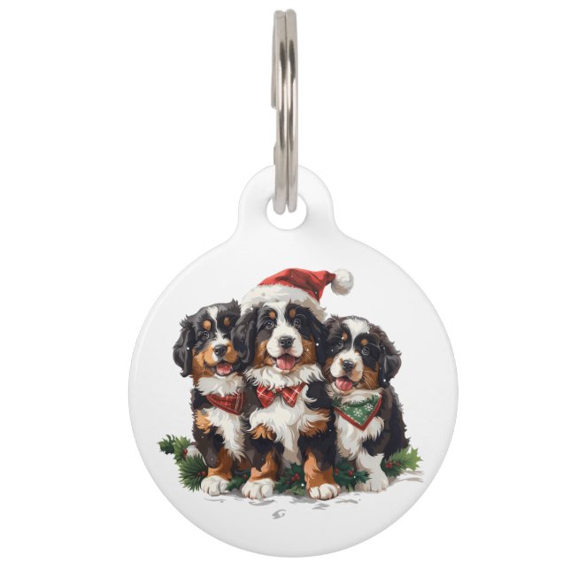 Weihnachten Berner Hunde Haustiermarke (Vorderseite)