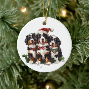 Weihnachten Berner Hunde Keramik Ornament