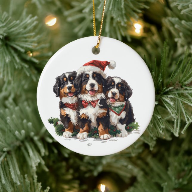 Weihnachten Berner Hunde Keramik Ornament (Baum)