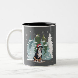 Weihnachten Berner Sennenhund Mutter Welpe Winter  Zweifarbige Tasse