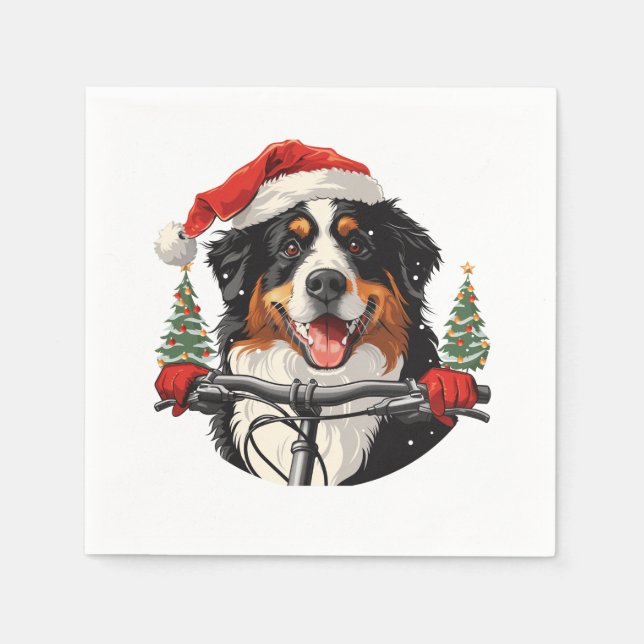 Weihnachten Bernese Mountain Dog Biking Serviette (Vorderseite)